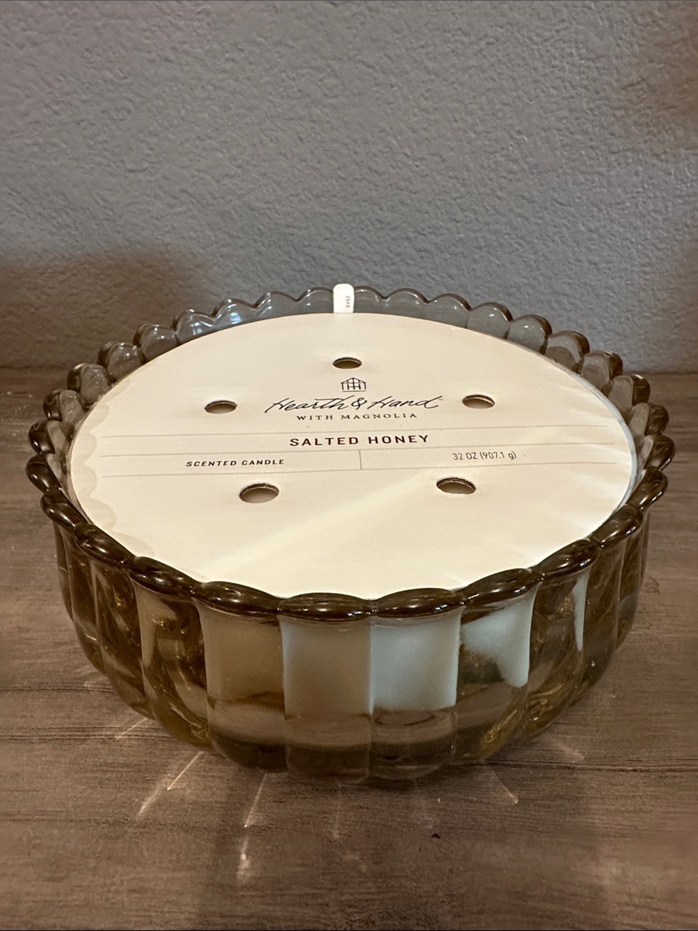 New! Hearth & Hand with Magnolia Salted Honey Scented Candle - Brown Glass Bowl